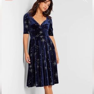 ModCloth × Collectif Vixen Match Navy Velvet w Silver Fireworks Dress XL